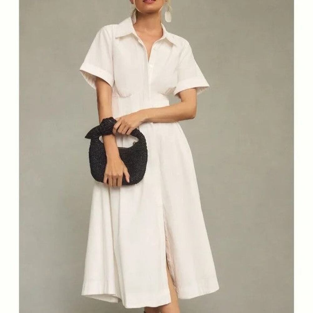 Anthropologie x Aureta Studio Pleated Shirt Dress - L White
